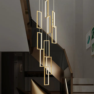 ZOWALA - Modern Gold Rectangular Frame Kitchen Island Pendant Light Image - 2