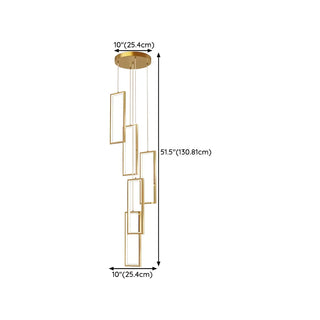 ZOWALA - Modern Gold Rectangular Frame Kitchen Island Pendant Light Image - 20
