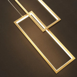 ZOWALA - Modern Gold Rectangular Frame Kitchen Island Pendant Light Image - 4