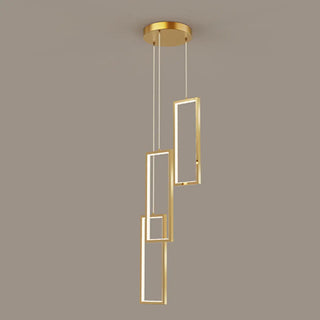 ZOWALA - Modern Gold Rectangular Frame Kitchen Island Pendant Light Image - 6