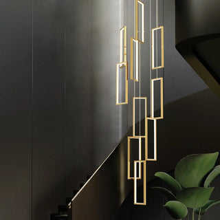 ZOWALA - Modern Gold Rectangular Frame Kitchen Island Pendant Light Image - 7