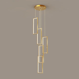 ZOWALA - Modern Gold Rectangular Frame Kitchen Island Pendant Light Image - 8