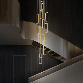 ZOWALA - Modern Gold Rectangular Frame Kitchen Island Pendant Light Image - 9
