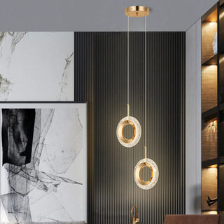 Luxury Gold Ring Acrylic Bedroom Pendant Light Set Zawala Image - 1