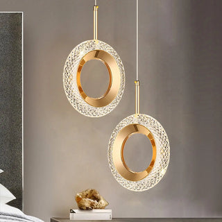 Luxury Gold Ring Acrylic Bedroom Pendant Light Set Zawala Image - 5