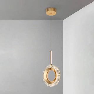 Luxury Gold Ring Acrylic Bedroom Pendant Light Set Zawala Image - 8