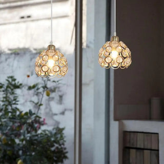 Modern Restaurant Gold Crystal Hollow Dome Pendant Light Zawala Image - 1