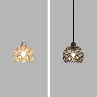 Modern Restaurant Gold Crystal Hollow Dome Pendant Light Zawala Image - 12