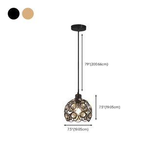 Modern Restaurant Gold Crystal Hollow Dome Pendant Light Zawala #size