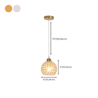 Modern Restaurant Gold Crystal Hollow Dome Pendant Light Zawala Image - 16