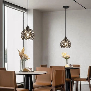 Modern Restaurant Gold Crystal Hollow Dome Pendant Light Zawala Image - 2
