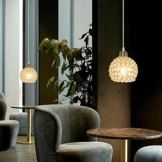 Modern Restaurant Gold Crystal Hollow Dome Pendant Light Zawala Image - 3