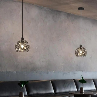 Modern Restaurant Gold Crystal Hollow Dome Pendant Light Zawala Image - 4