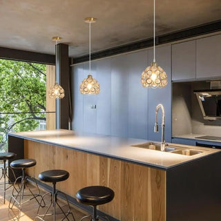 Modern Restaurant Gold Crystal Hollow Dome Pendant Light Zawala Image - 6