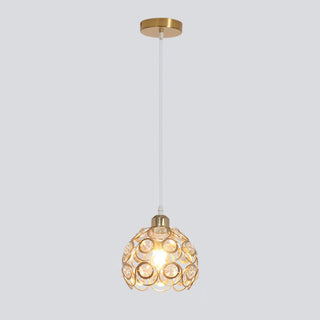 Modern Restaurant Gold Crystal Hollow Dome Pendant Light Zawala Image - 7