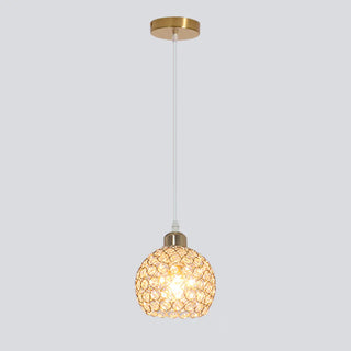 Modern Restaurant Gold Crystal Hollow Dome Pendant Light Zawala Image - 8
