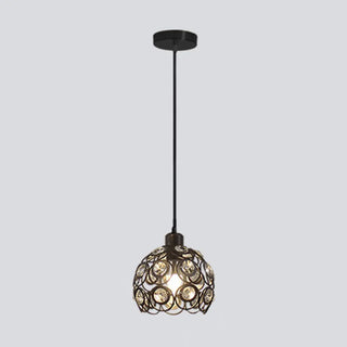 Modern Restaurant Gold Crystal Hollow Dome Pendant Light Zawala Image - 9