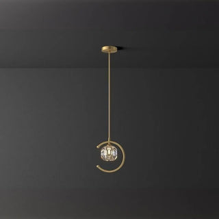 ZOWALA - Modern Bedroom Gold Ring Crystal Globe Pendant Light Image - 5