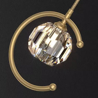 ZOWALA - Modern Bedroom Gold Ring Crystal Globe Pendant Light Image - 8