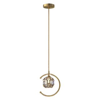 ZOWALA - Modern Bedroom Gold Ring Crystal Globe Pendant Light Image - 9