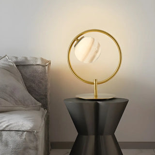 Modern Circular Metal Table Lamp Gold Ambient Light Zawala Image - 1