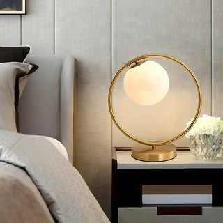 Modern Circular Metal Table Lamp Gold Ambient Light Zawala Image - 2