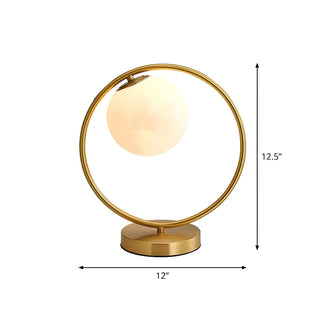 Modern Circular Metal Table Lamp Gold Ambient Light Zawala Image - 7