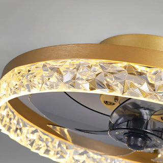 Modern 5 Blades Circular Crystal Ceiling Fan with Light Zawala Image - 11