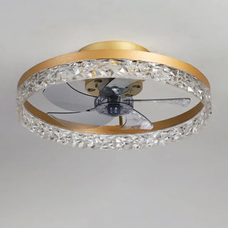 Modern 5 Blades Circular Crystal Ceiling Fan with Light Zawala Image - 14