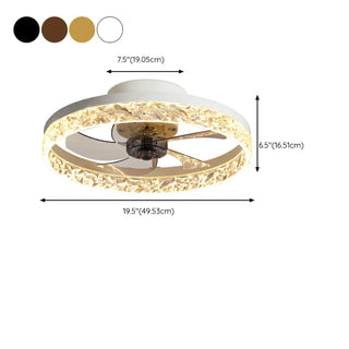 Modern 5 Blades Circular Crystal Ceiling Fan with Light Zawala #size