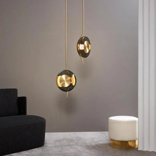 ZOWALA - Modern Dining Room Gold Disc Smoke Grey Glass Pendant Light Image - 1