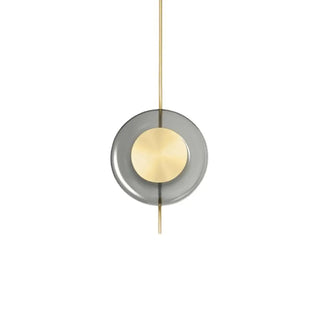 ZOWALA - Modern Dining Room Gold Disc Smoke Grey Glass Pendant Light Image - 11