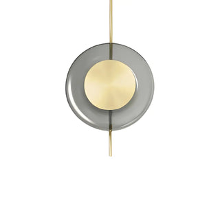 ZOWALA - Modern Dining Room Gold Disc Smoke Grey Glass Pendant Light Image - 12