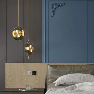ZOWALA - Modern Dining Room Gold Disc Smoke Grey Glass Pendant Light Image - 4