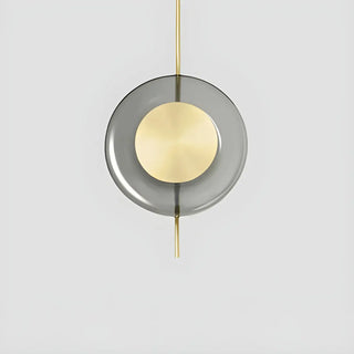 ZOWALA - Modern Dining Room Gold Disc Smoke Grey Glass Pendant Light Image - 6