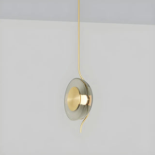 ZOWALA - Modern Dining Room Gold Disc Smoke Grey Glass Pendant Light Image - 8