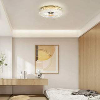 ZOWALA - Modern Gold Round Textured Glass Flush Mount Light Image - 1