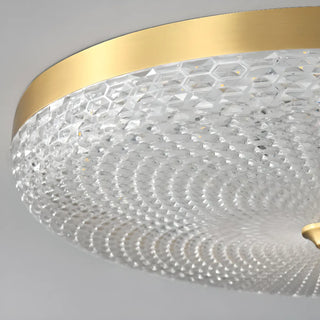 ZOWALA - Modern Gold Round Textured Glass Flush Mount Light Image - 10