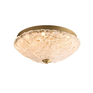 ZOWALA - Modern Gold Round Textured Glass Flush Mount Light Image - 13