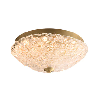 ZOWALA - Modern Gold Round Textured Glass Flush Mount Light Image - 14