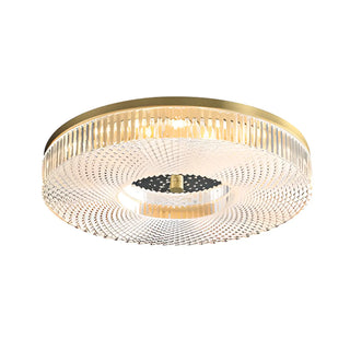 ZOWALA - Modern Gold Round Textured Glass Flush Mount Light Image - 15