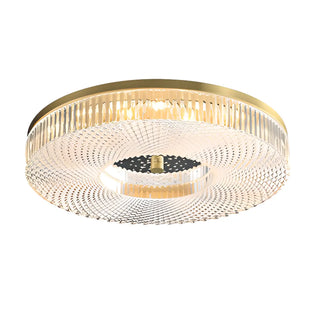 ZOWALA - Modern Gold Round Textured Glass Flush Mount Light Image - 16