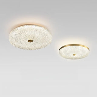 ZOWALA - Modern Gold Round Textured Glass Flush Mount Light Image - 2