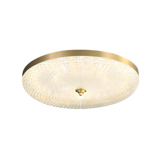 ZOWALA - Modern Gold Round Textured Glass Flush Mount Light Image - 20