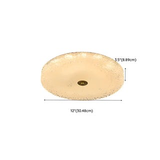 ZOWALA - Modern Gold Round Textured Glass Flush Mount Light #size