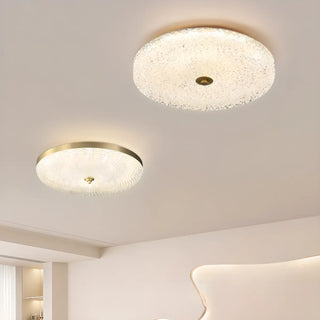 ZOWALA - Modern Gold Round Textured Glass Flush Mount Light Image - 3