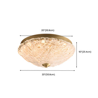 ZOWALA - Modern Gold Round Textured Glass Flush Mount Light Image - 31