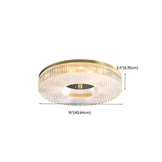 ZOWALA - Modern Gold Round Textured Glass Flush Mount Light Image - 32