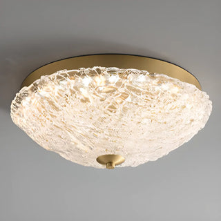 ZOWALA - Modern Gold Round Textured Glass Flush Mount Light Image - 5