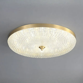 ZOWALA - Modern Gold Round Textured Glass Flush Mount Light Image - 6